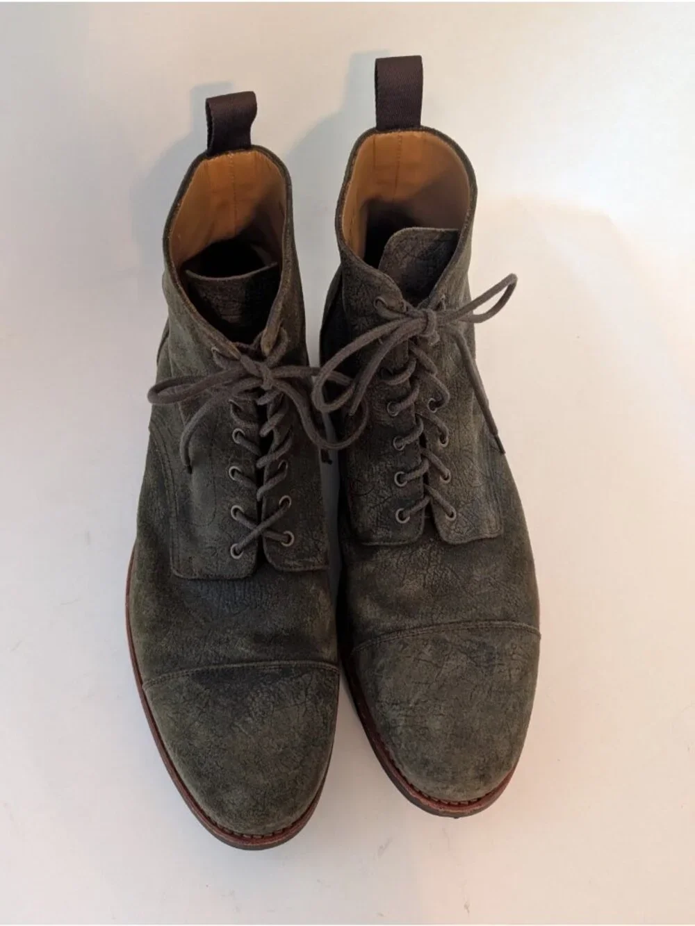 Taft The Dragon Green Textured Leather Cap Toe Combat Boots Sz 11